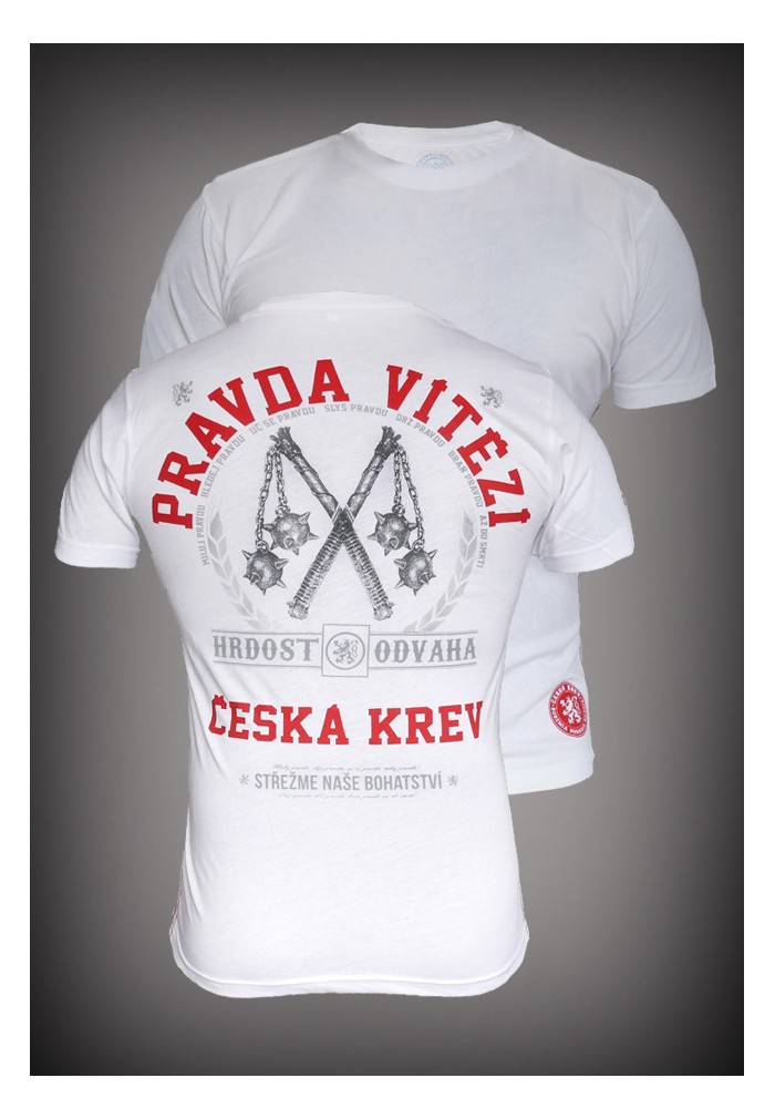 Pánské tričko Česká krev Pravda Vítězí bílá Velikost: 3XL