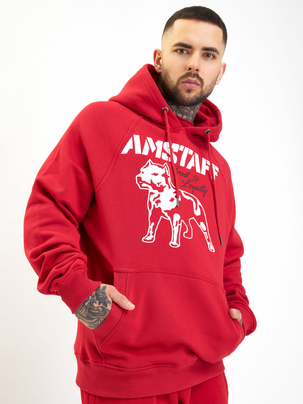Pánská mikina Amstaff s kapucí Logo 2.0 red Velikost: XXL