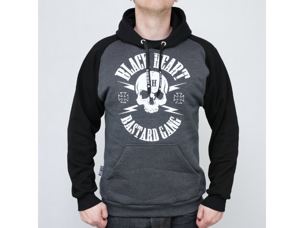 Pánská Mikina BLACK HEART BASTARD SKULL Velikost: M