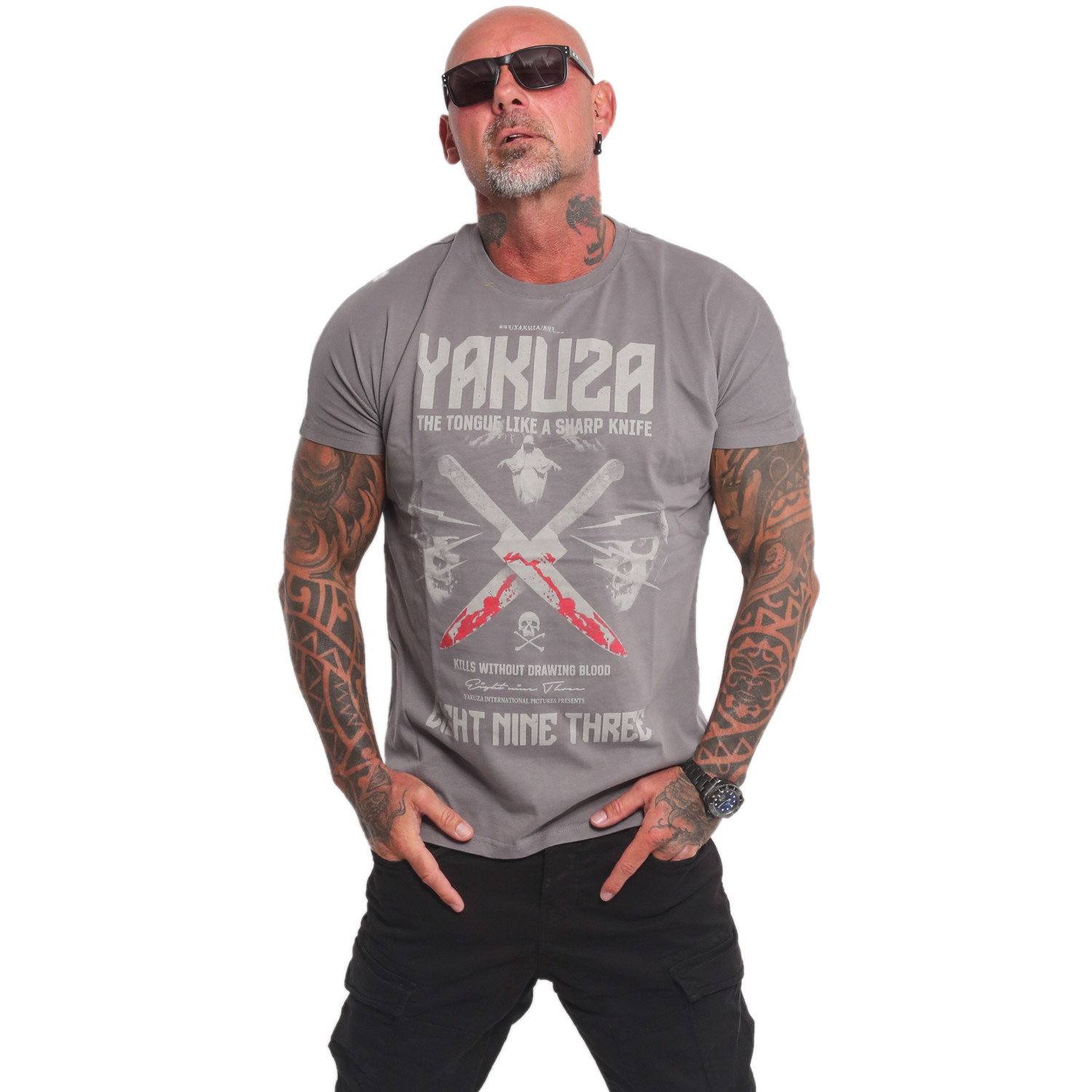 Pánské triko Yakuza Sharp Knife TSB 22006 Steel grey Velikost: 5XL