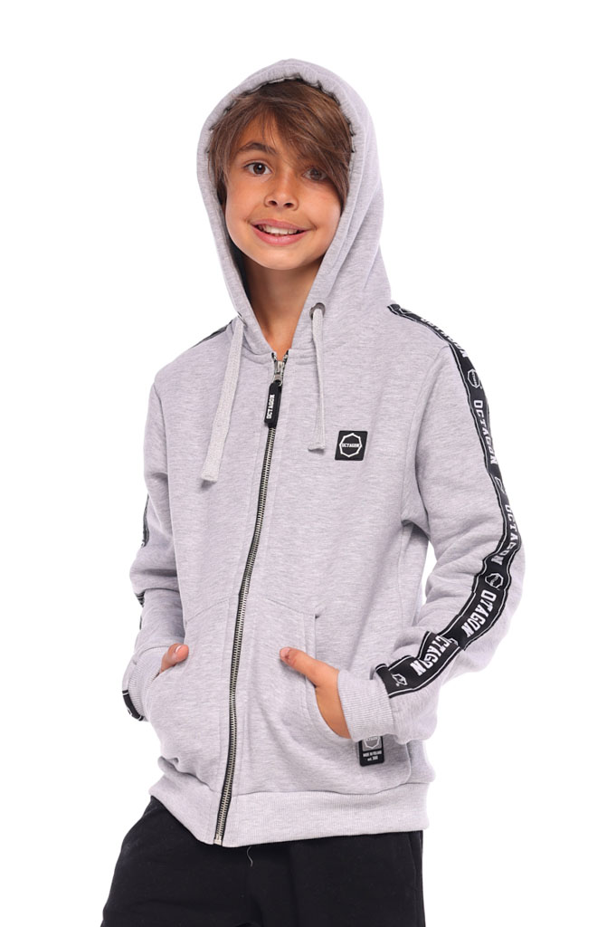 Levně Mikina dětská Octagon STRIPE ZIP s kapucí dark grey