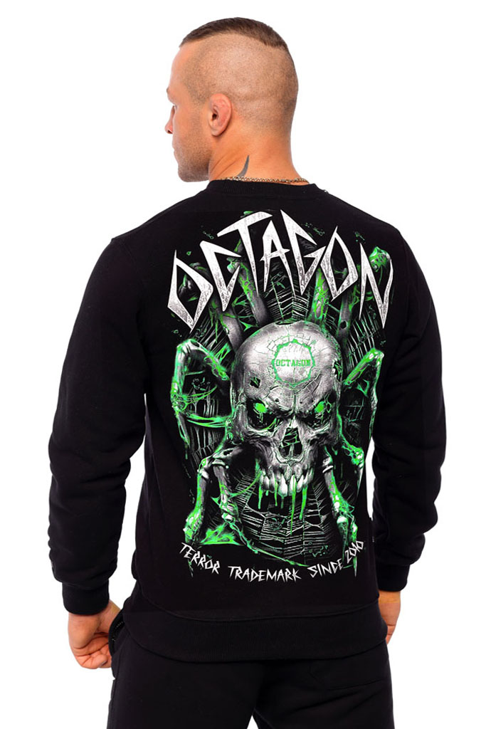 Levně Pánská mikina Octagon bez kapce SPIDERSKULL black