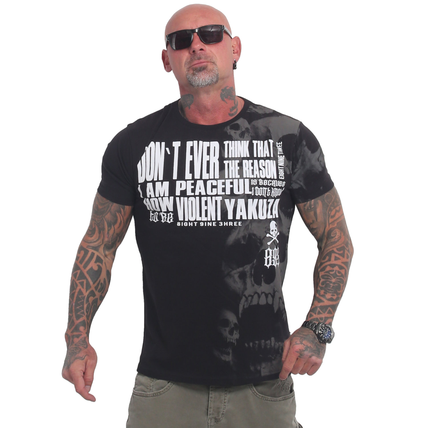 Pánské triko Yakuza Peaceful Regular 90046 black Velikost: S
