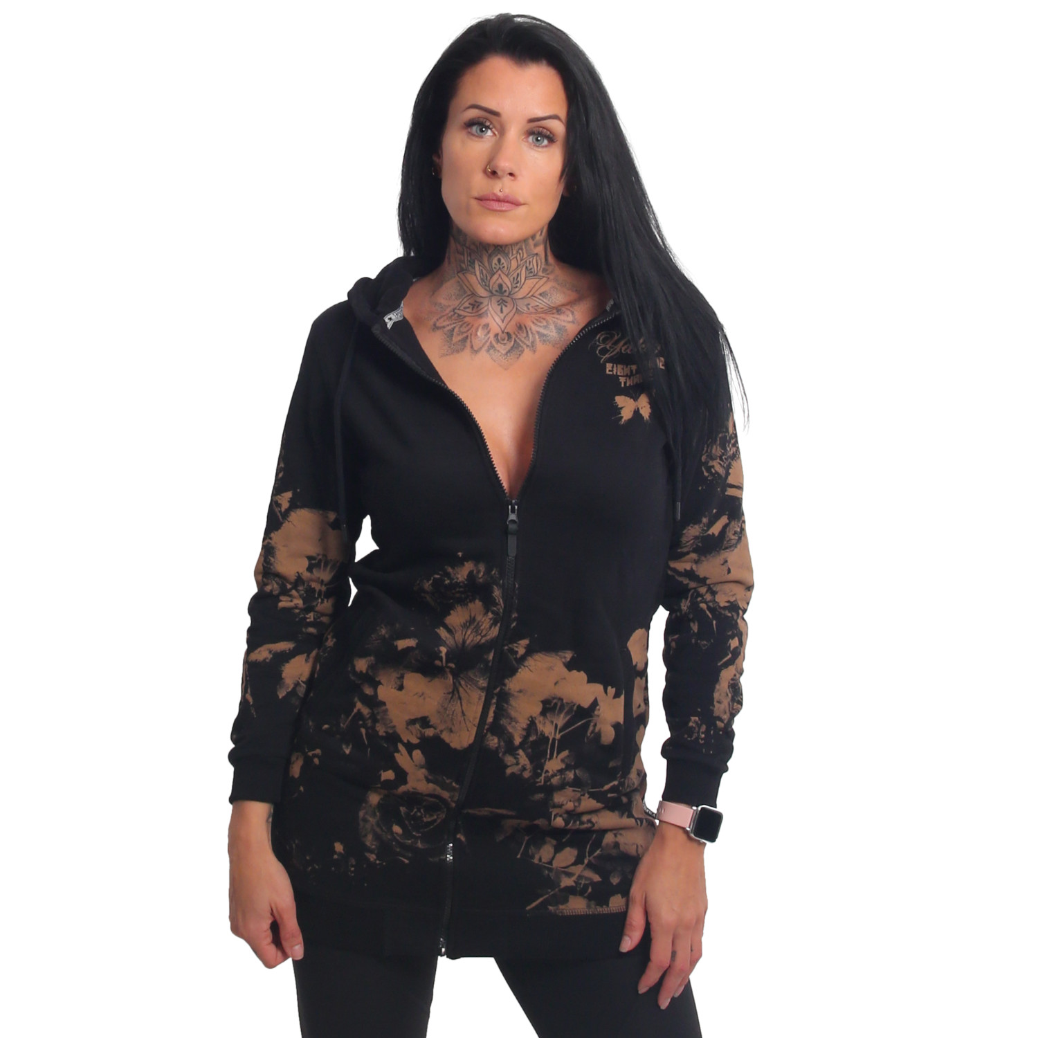 Dámské mikino šaty Yakuza Wild Flowers Long 22120 black Velikost: S