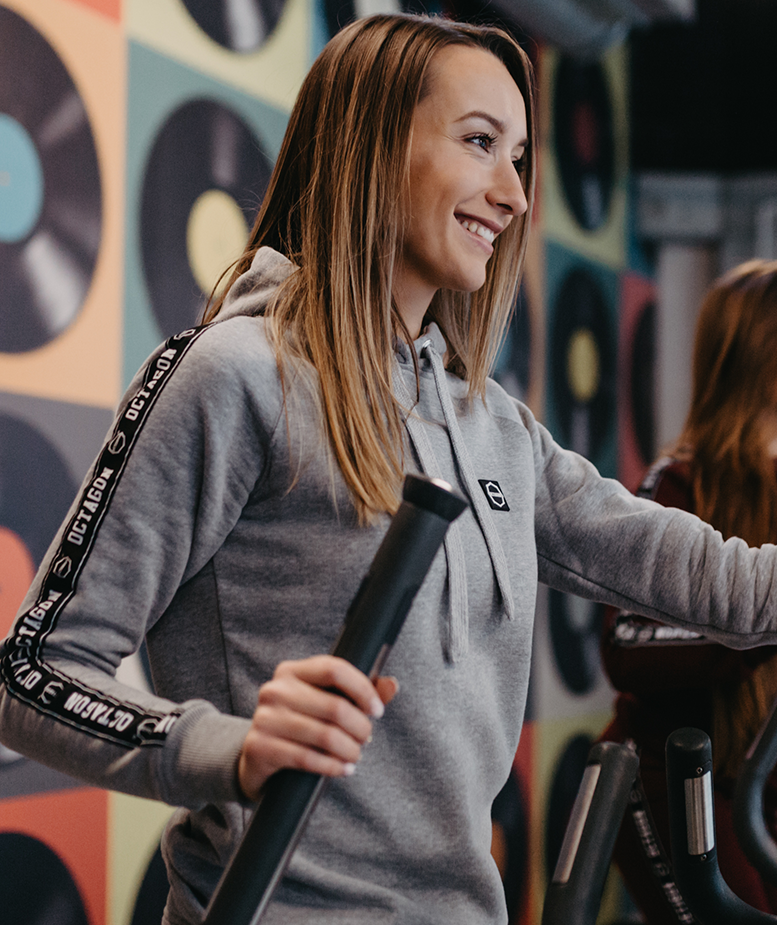Levně Mikina dámská Octagon "STRIPE" šedá s kapucí