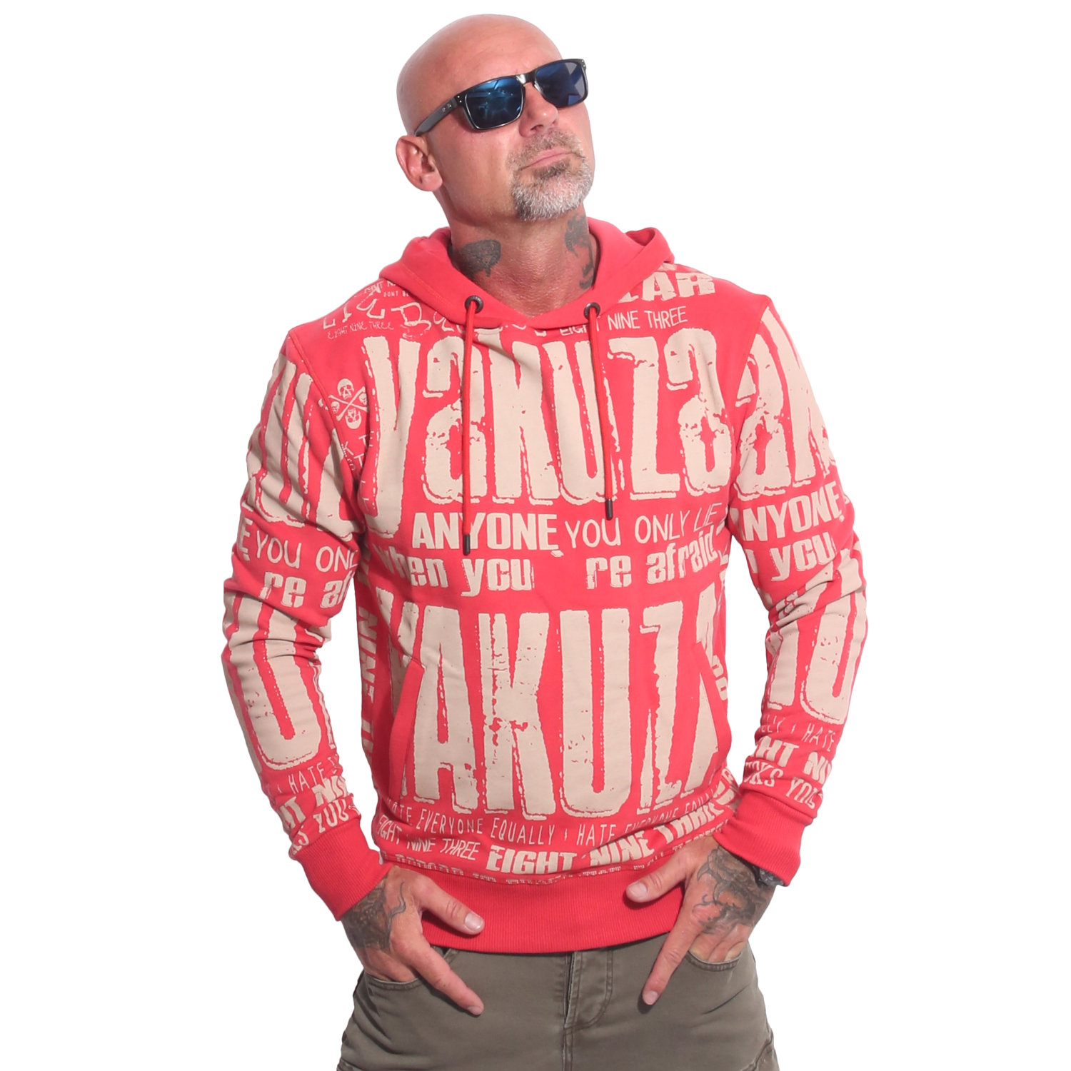 Levně Pánská mikina s kapucí Yakuza Anyone 23006 ribbon red
