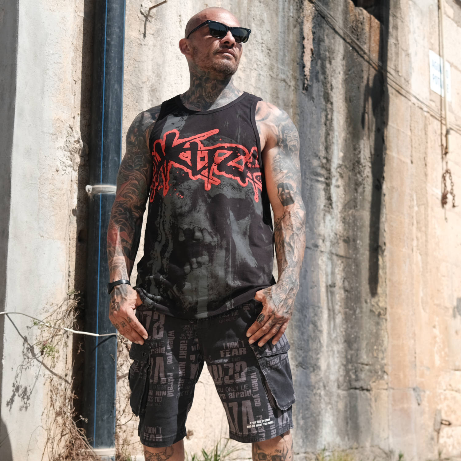 Levně Pánské tílko Yakuza Crashed Skull Slim 24044 black