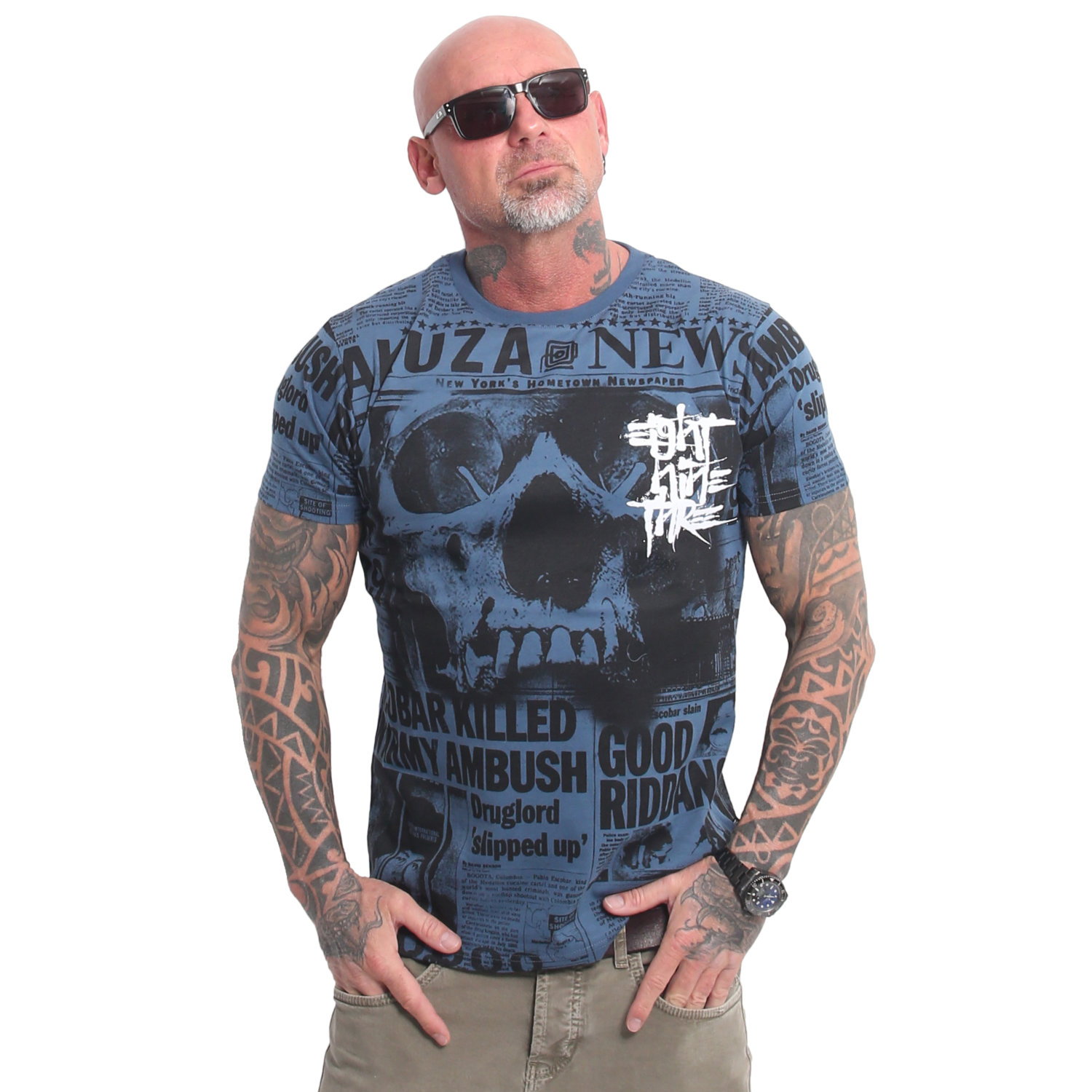 Levně Pánské triko Yakuza Newflash 23042 mallard blue