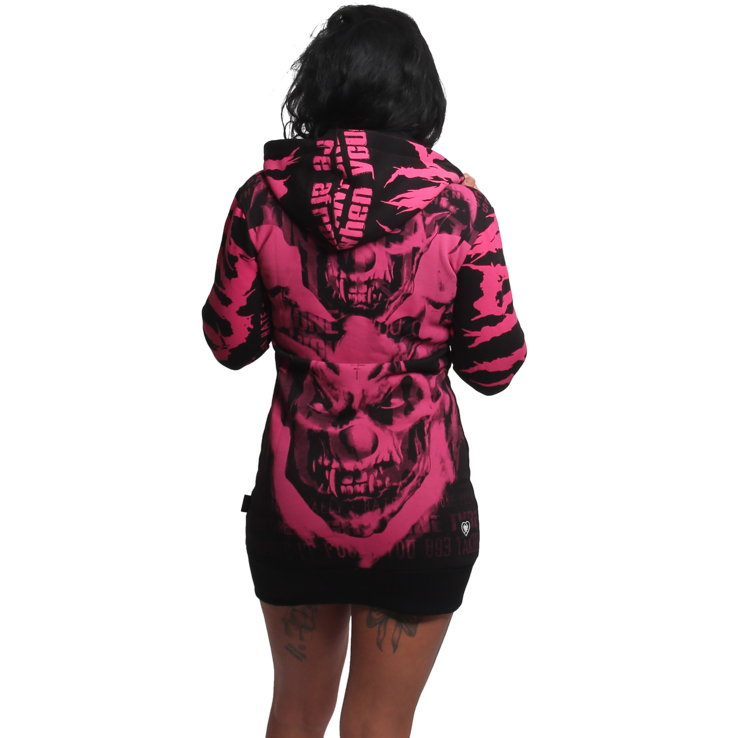 Dámská mikina Yakuza Crashed Skull Allover Long Zip 24103 black Velikost: S
