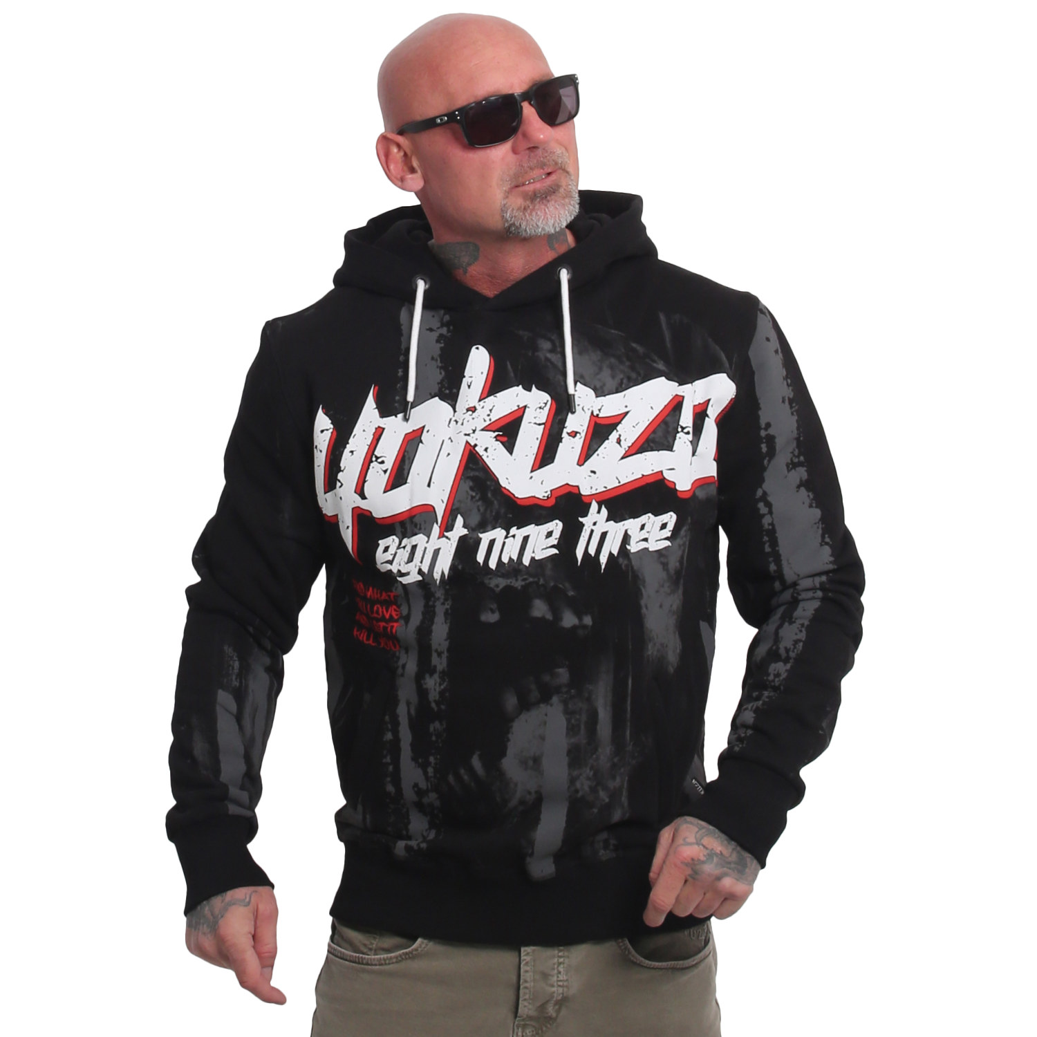 Pánská mikina Yakuza Crashed Skull Allover 24003 black Velikost: 4XL