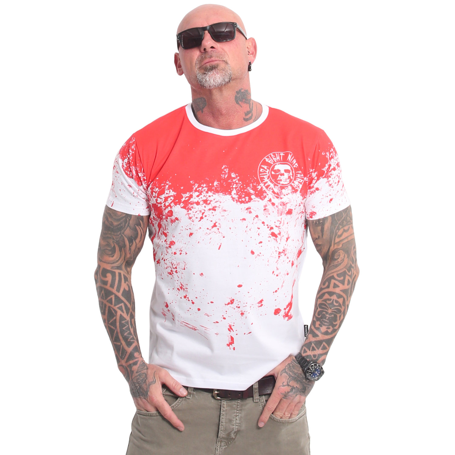 Pánské triko Yakuza Splash allover 23043 white/red Velikost: S