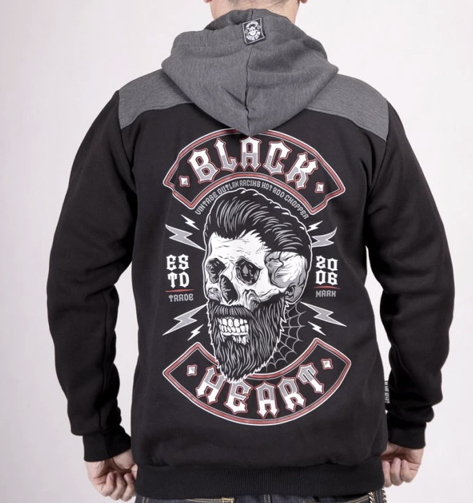 Pánská mikina Black Heart BEARD SKULL Velikost: M