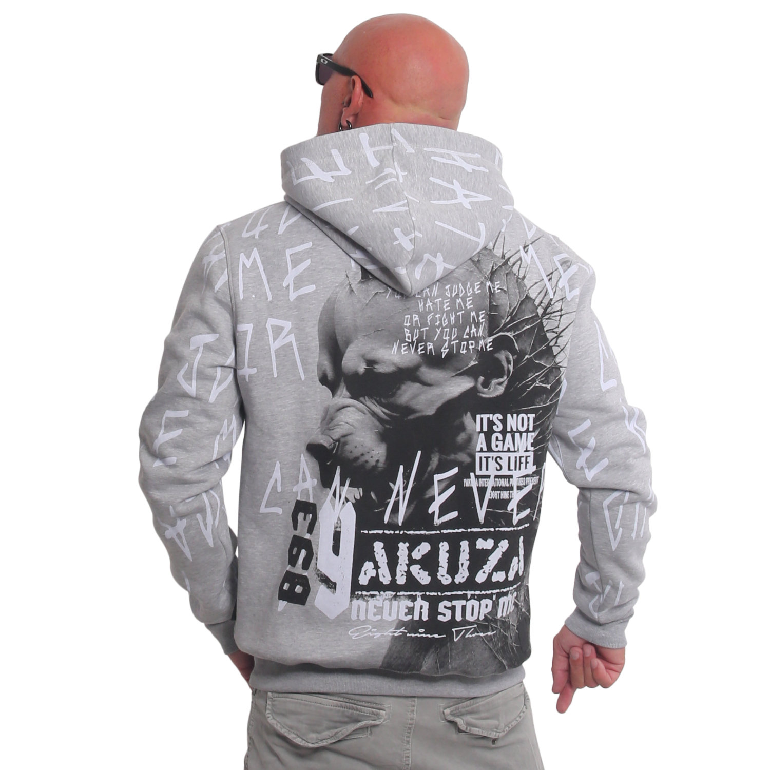 Pánská mikina Yakuza Never Stop 25007 grey melange Velikost: 4XL