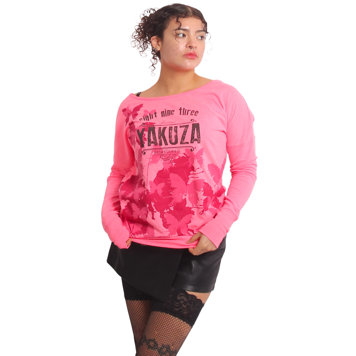 Dámské triko Yakuza Butterfly Reign Urban 25132 neon pink Velikost: XL