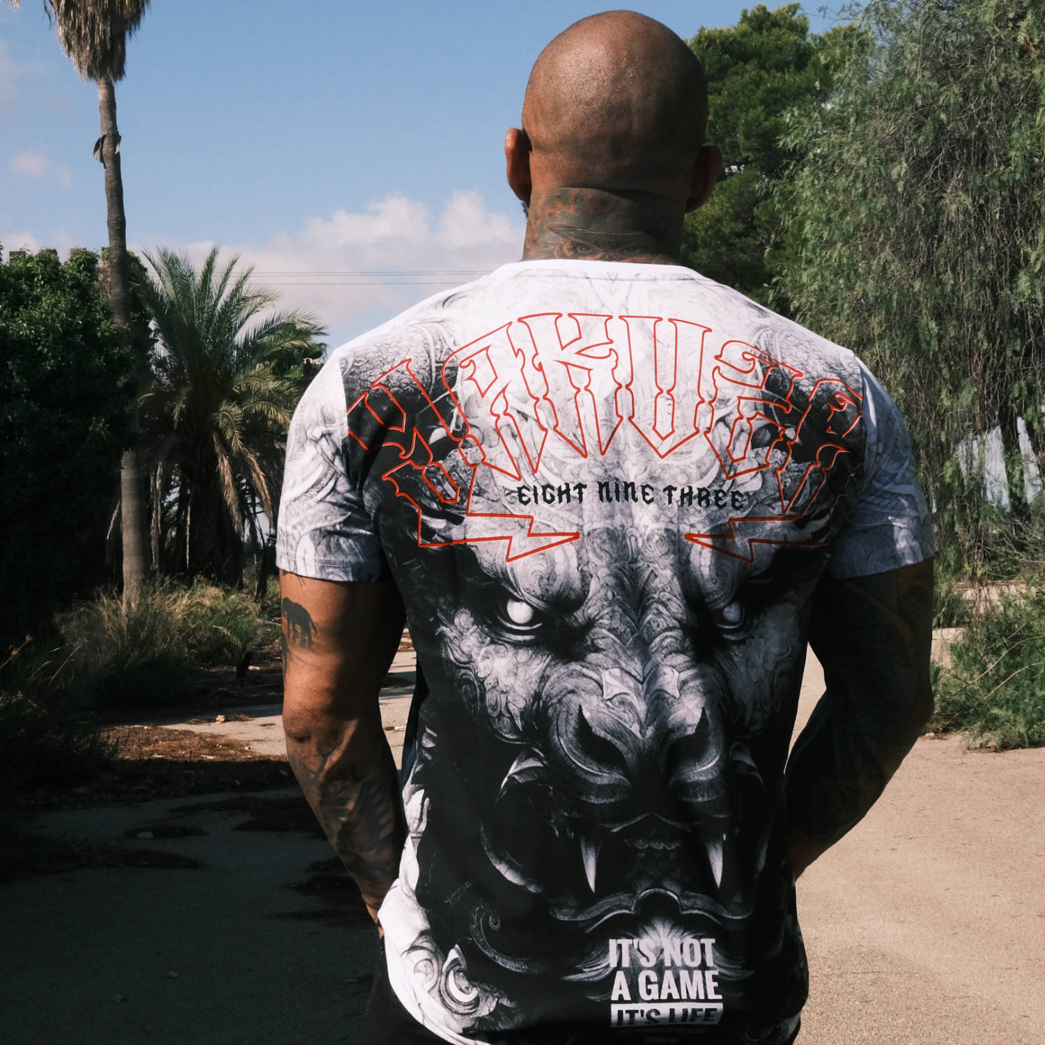 Pánské triko Yakuza Durga Allover Regular 25024 white Velikost: 4XL