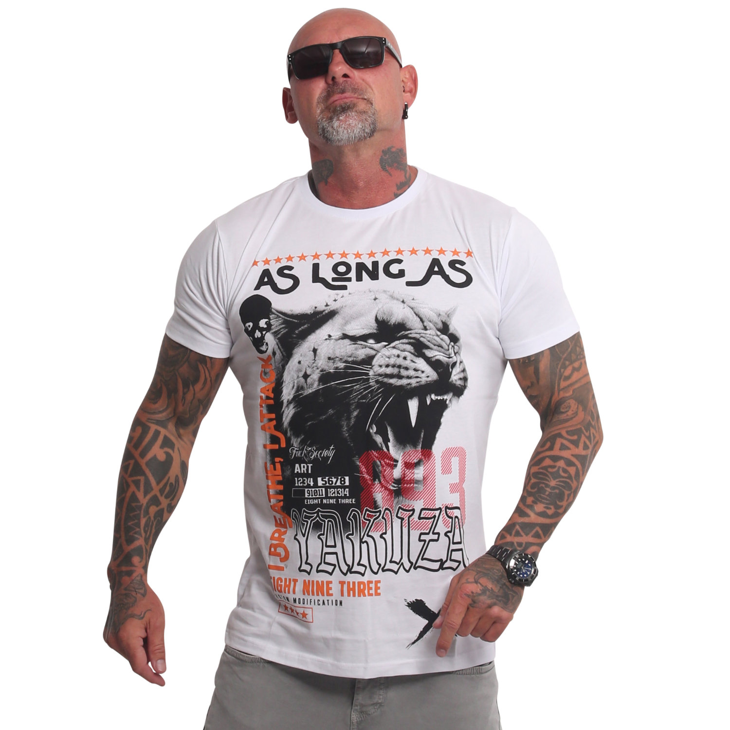 Pánské triko Yakuza Wildcat Regular 25015 white Velikost: 5XL