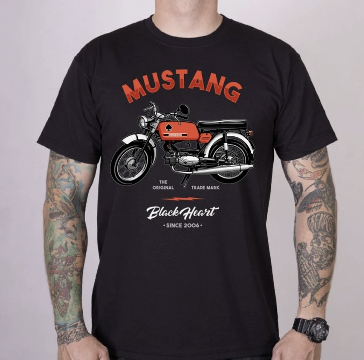Levně Motorkářské Triko BLACK HEART MUSTANG