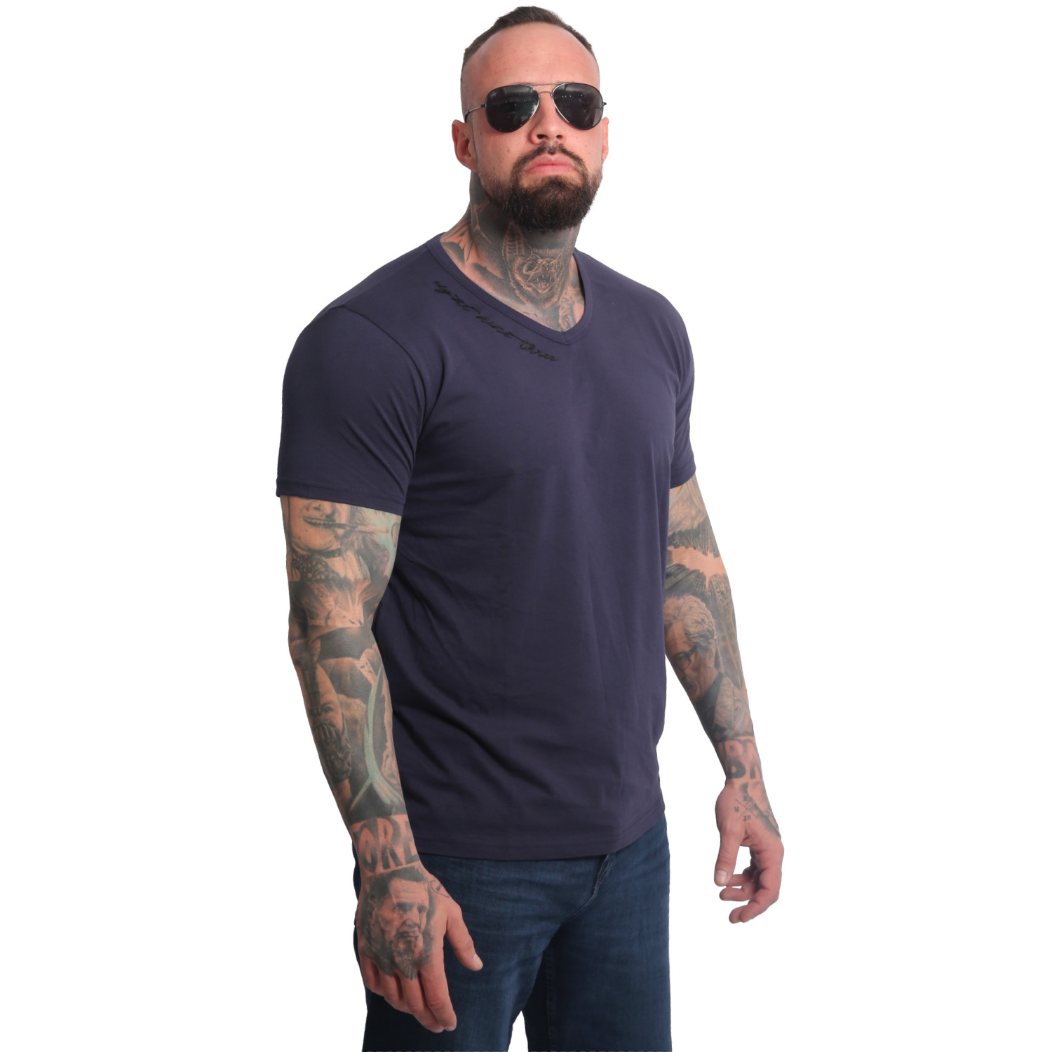 Pánské triko Yakuza Bare Regular Basic V-Neck 25049 parsian night Velikost: M