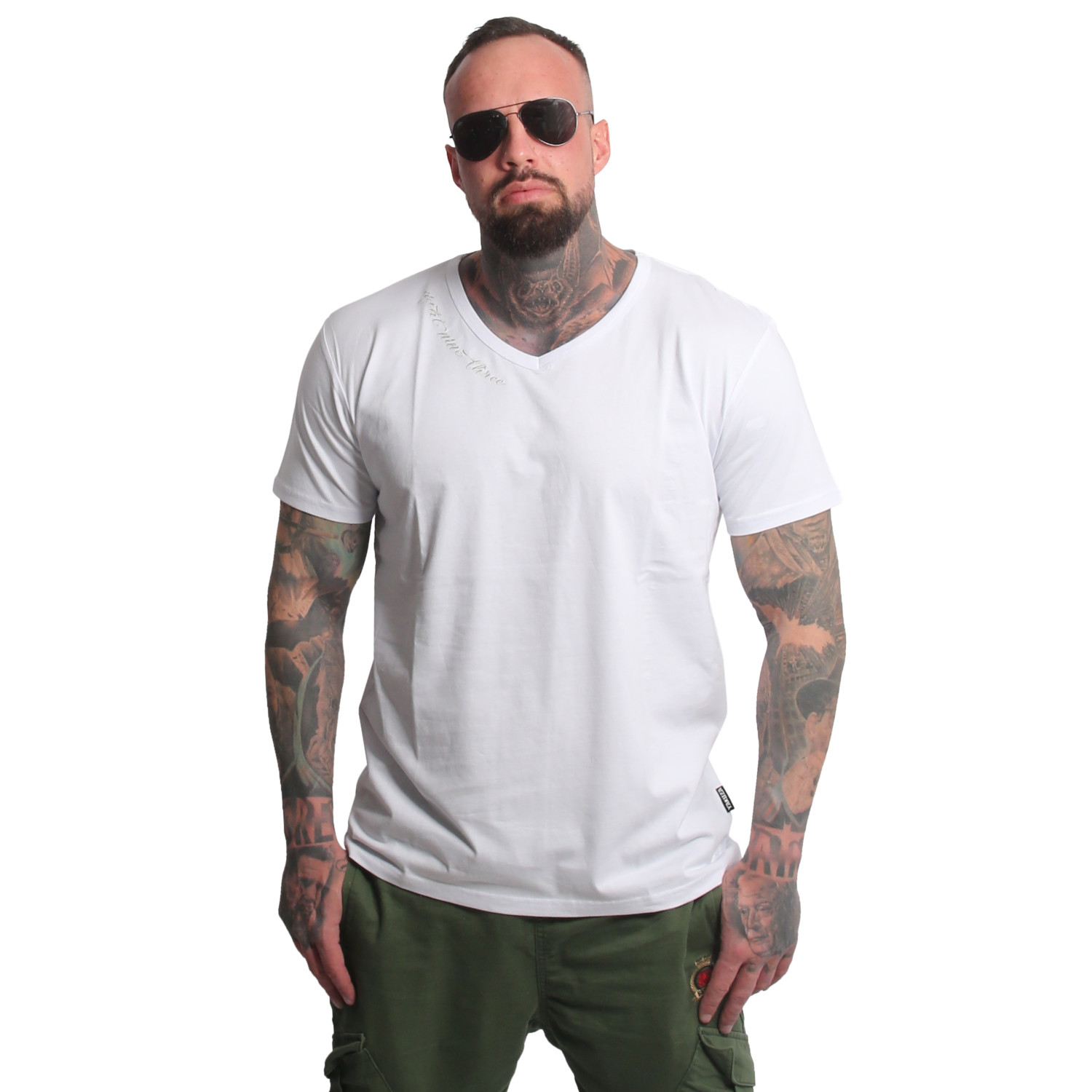 Pánské triko Yakuza Bare Regular Basic V-Neck 25049 white Velikost: 5XL