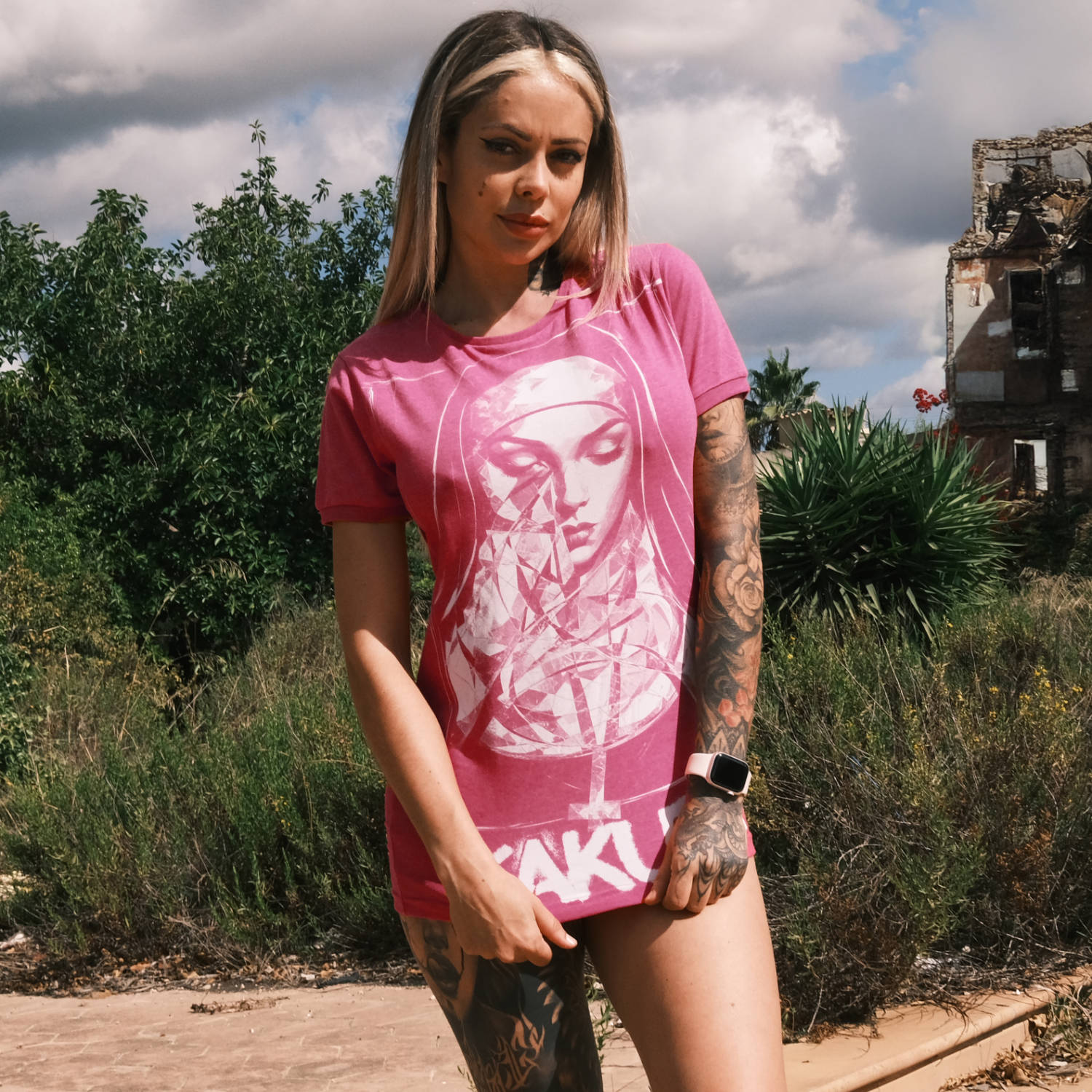 Levně Dámské triko Yakuza Nun Urban Crew 25122 rose