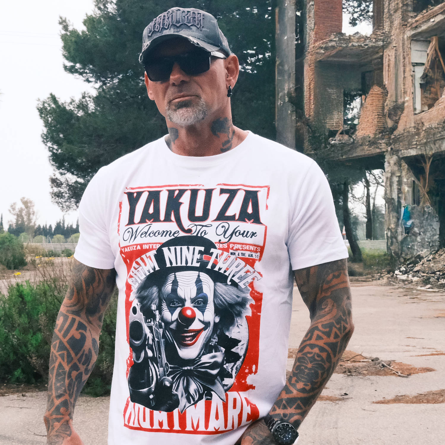 Pánské triko Yakuza Welcome 26016 white Velikost: 4XL