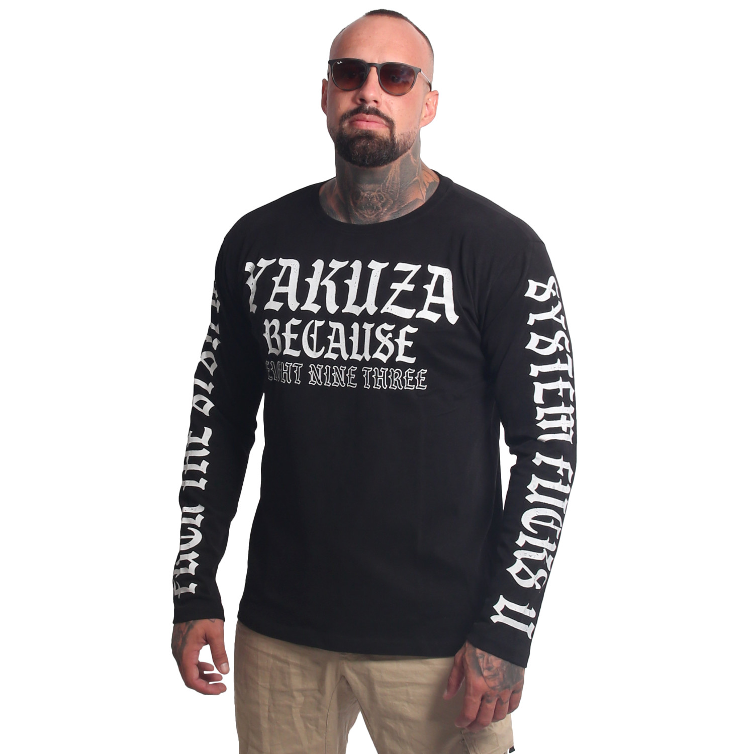Levně Pánské triko Yakuza s dlouhým rukávem Because 26028 black