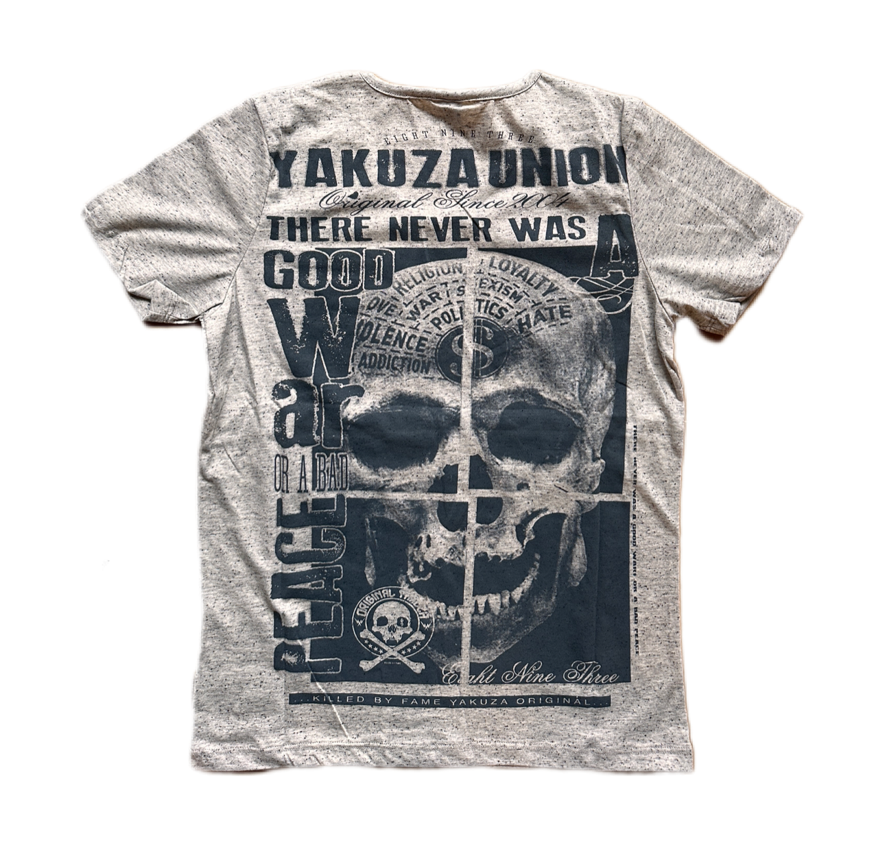 Pánské triko Yakuza Union V neck Grey Velikost: S