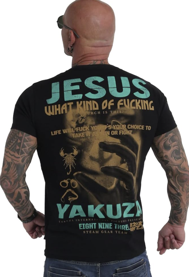 Pánské triko Yakuza Jesus TSB 19029 black Velikost: 5XL