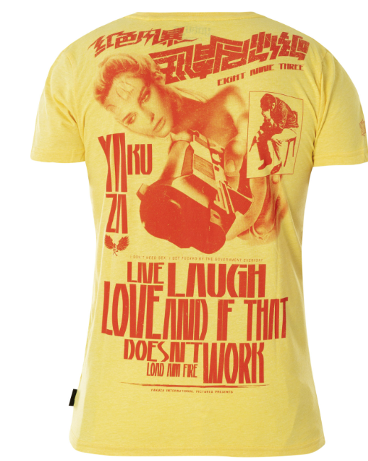Pánské triko Yakuza Live laugh 16015 banana cream melange
