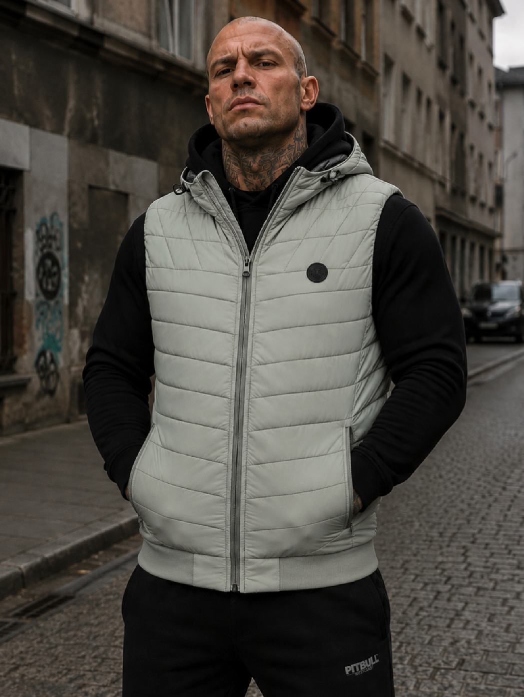 Levně PitBull West Coast - pánská zimní vesta NAYLOR šedozelená