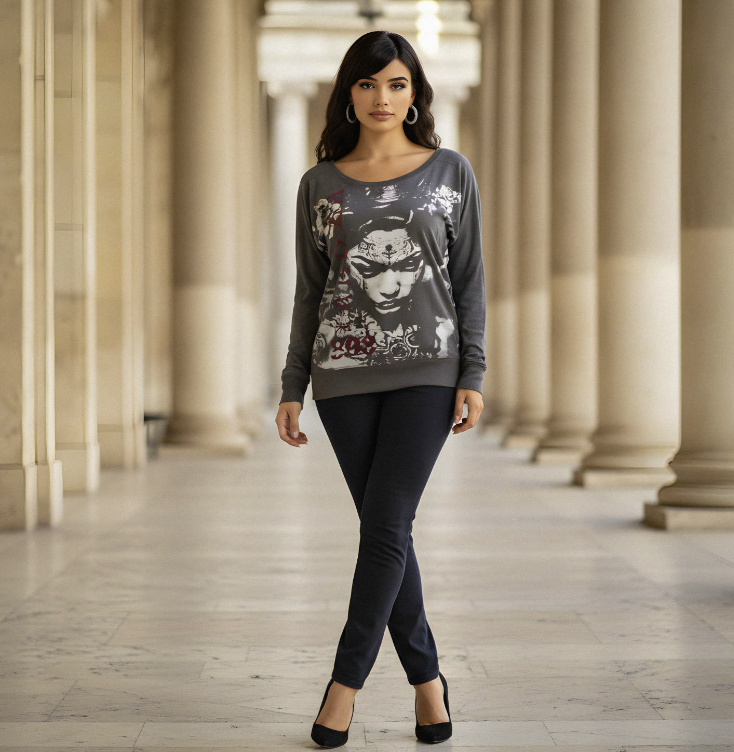 Levně Dámské triko Yakuza Mystic Urban Longsleeve 27132 black melange