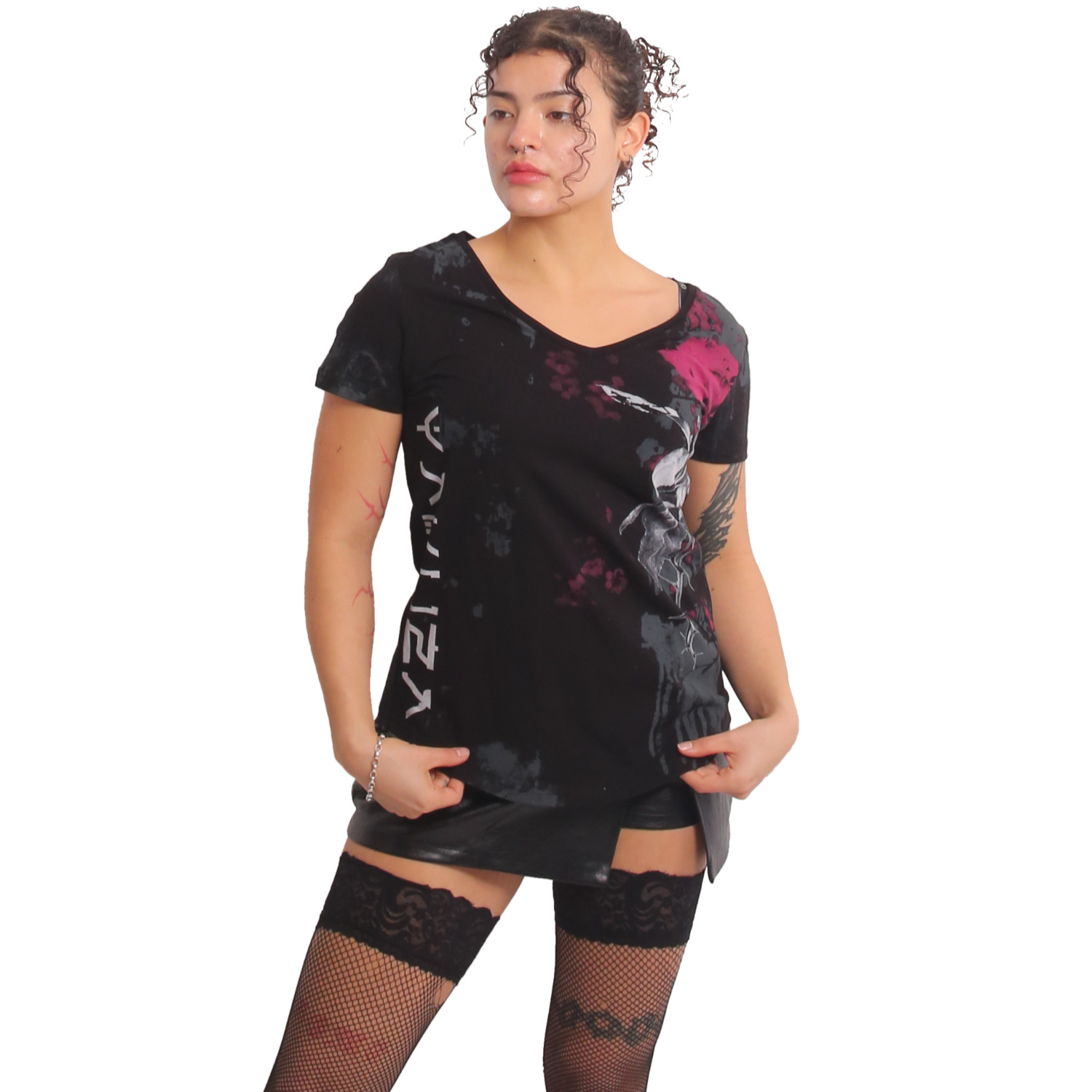 Levně Dámské triko Yakuza Rose Scratch Curved V 25118 black