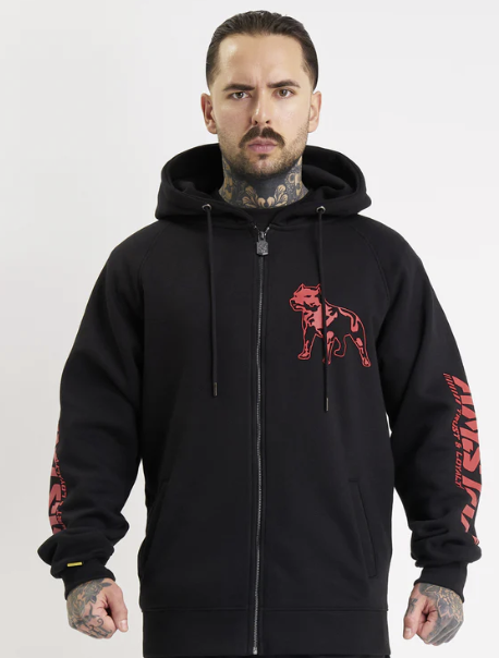 Pánská Mikina s kapucí a zipem Amstaff Logo 2.0 black Velikost: M