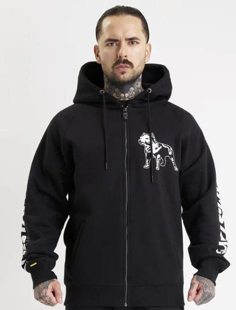 Levně Pánská Mikina s kapucí a zipem Amstaff Logo 2.0 black