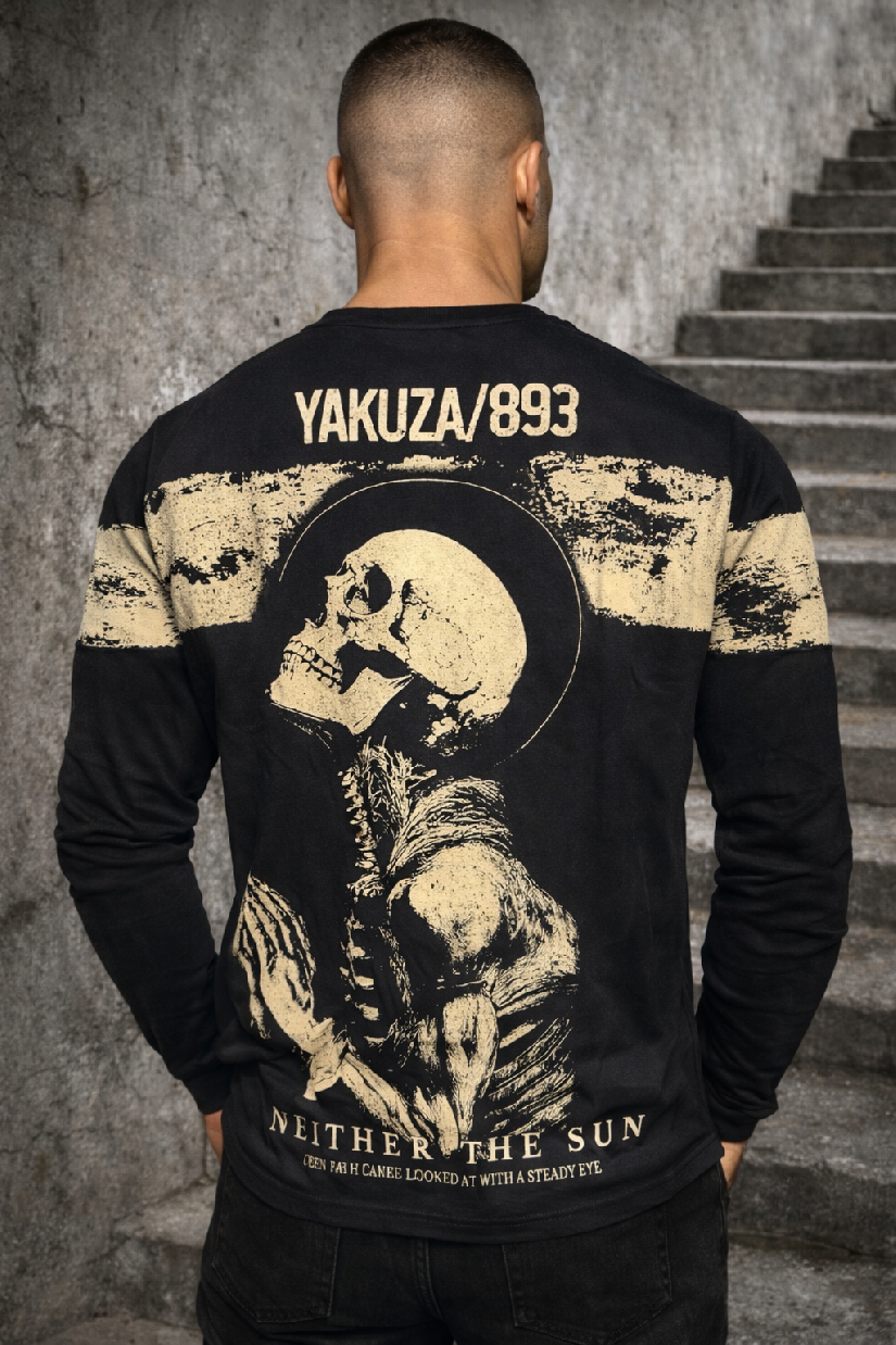 Pánské triko Yakuza s dlouhým rukávem Pray 27051 black Velikost: 5XL