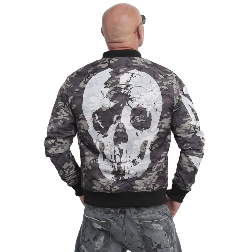 Levně Pánská jarní bunda Yakuza Stealth skull bomber 14024 camouflage