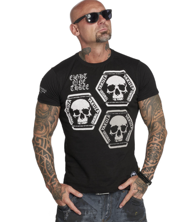 Levně Pánské triko Yakuza Skull colection 12022 black
