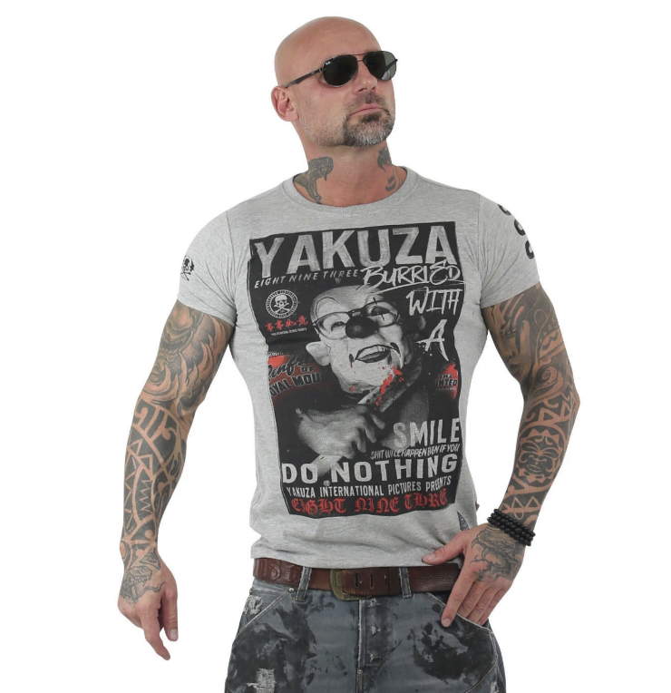 Levně Pánské triko Yakuza Party Time 13031 grey melange