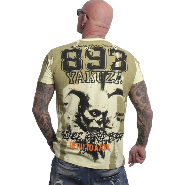 Levně Pánské triko Yakuza Fool Allover 27016 french vanilla