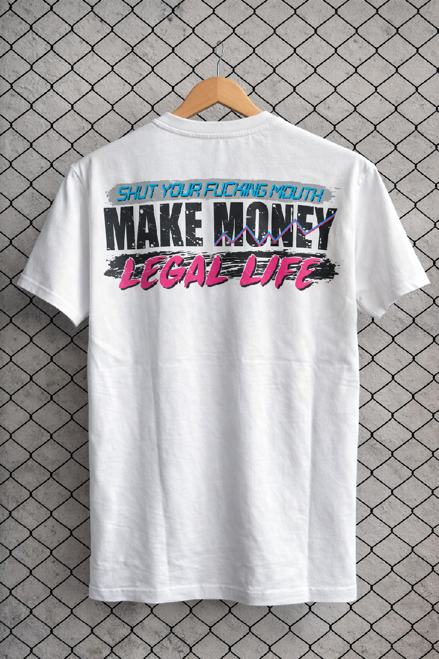Levně Pánské triko LEGAL LIFE MAKE MONEY bílá