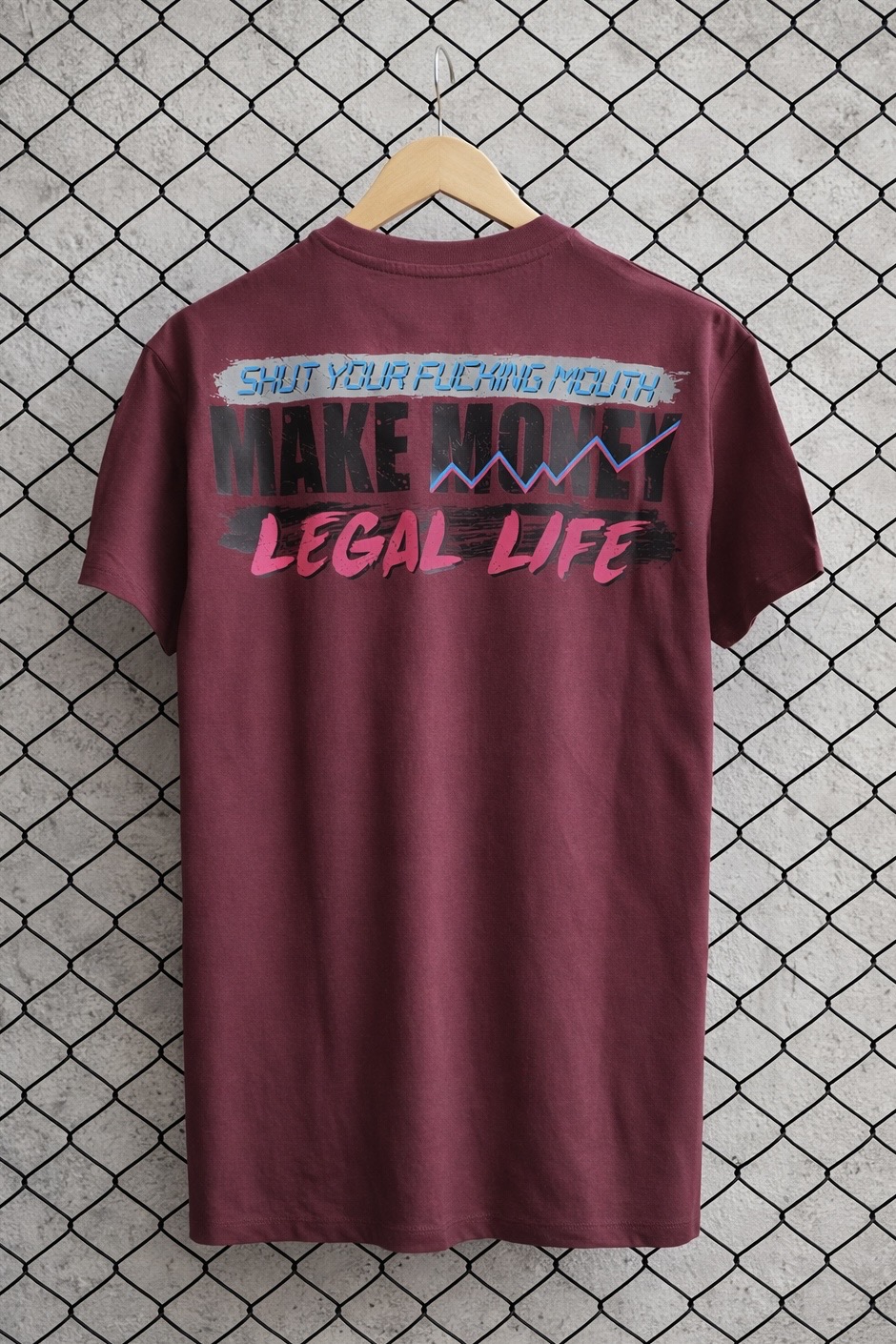 Levně Pánské triko LEGAL LIFE MAKE MONEY bordó