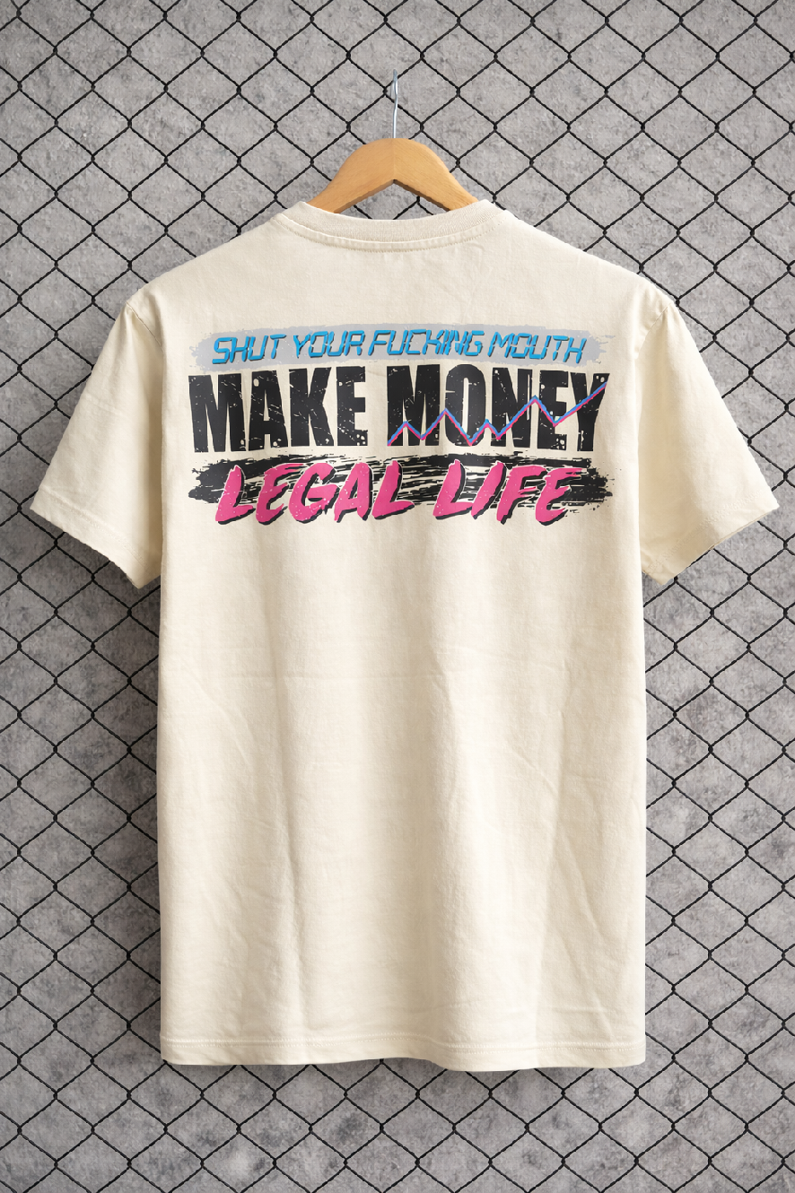 Levně Pánské triko LEGAL LIFE MAKE MONEY cream