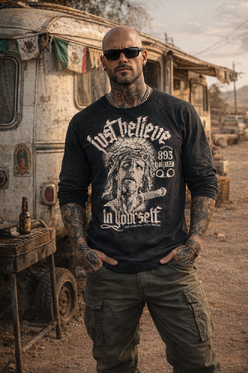 Levně Pánské triko s dlouhým rukávem Yakuza LSB just believe 10033 black