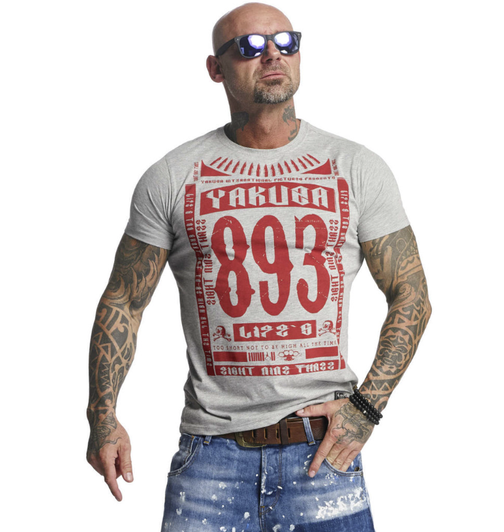 Levně Pánské triko Yakuza TSB-11040 grey melange