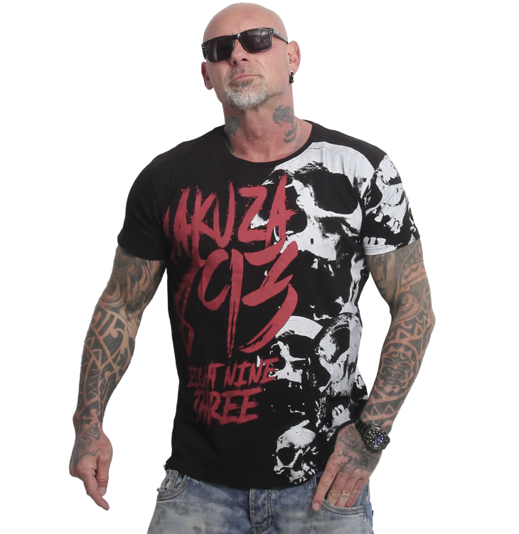 Levně Pánské triko Yakuza Skull Theme Regular 27049 black