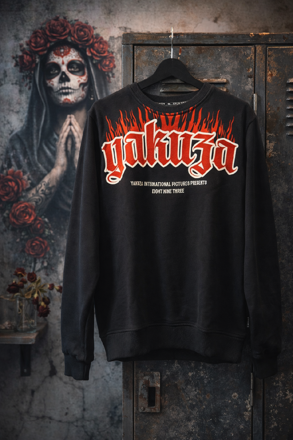 Levně Yakuza mikina oversize street style Fck Society černá