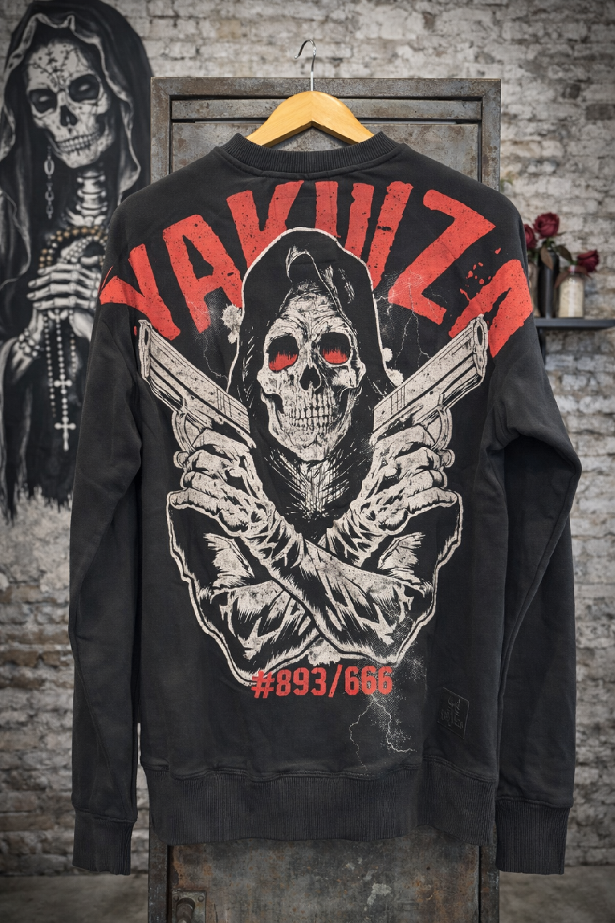 Levně Yakuza mikina oversize street style 90060 černá