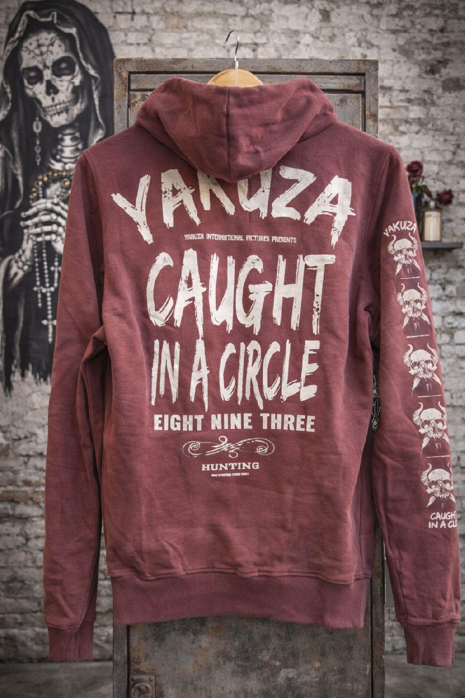 Levně Yakuza mikina oversize street style 10023 marsala