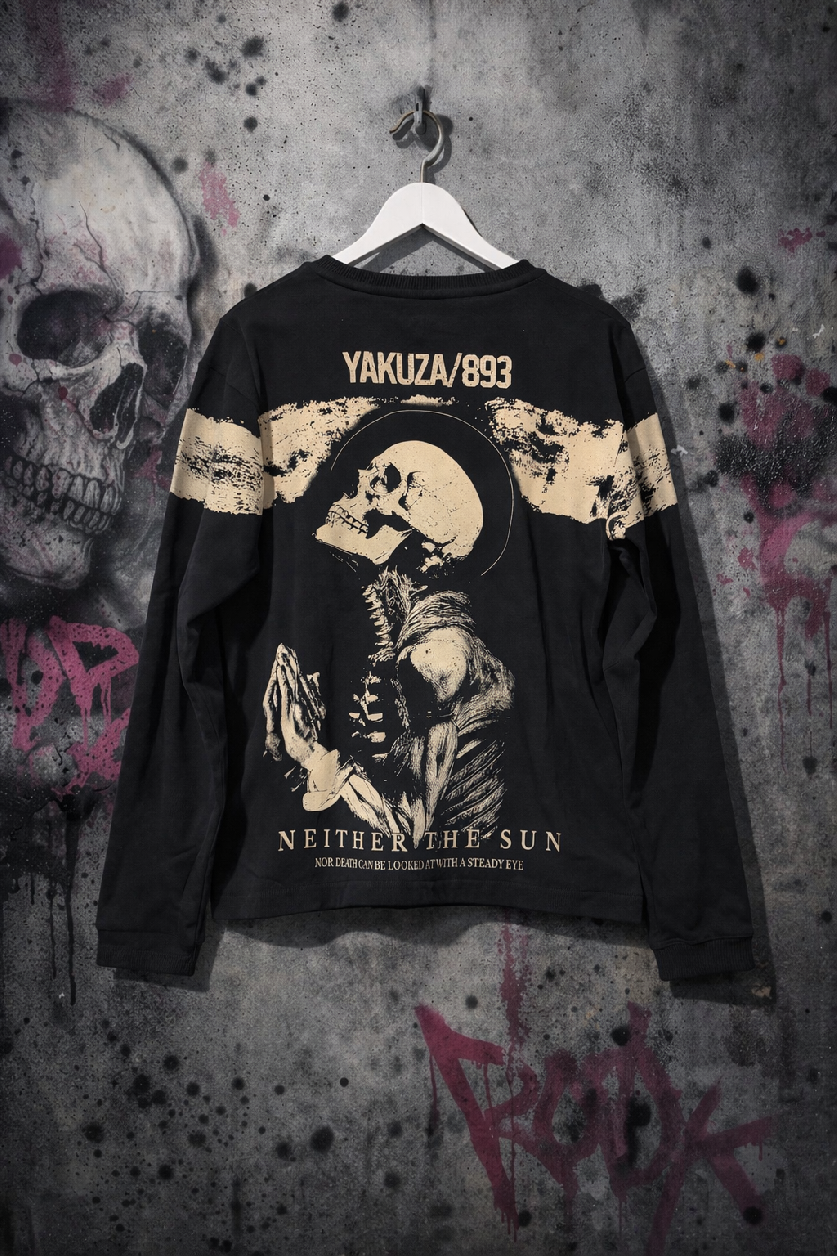 Levně Yakuza triko dlouhý rukáv 27051 oversize street style černá
