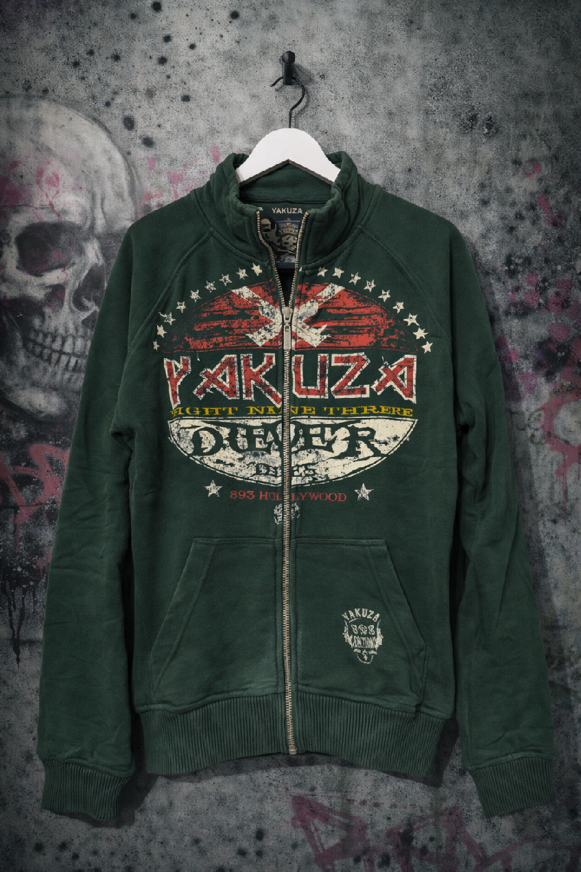 Levně Yakuza mikina oversize street style wash it 893 zelena retro